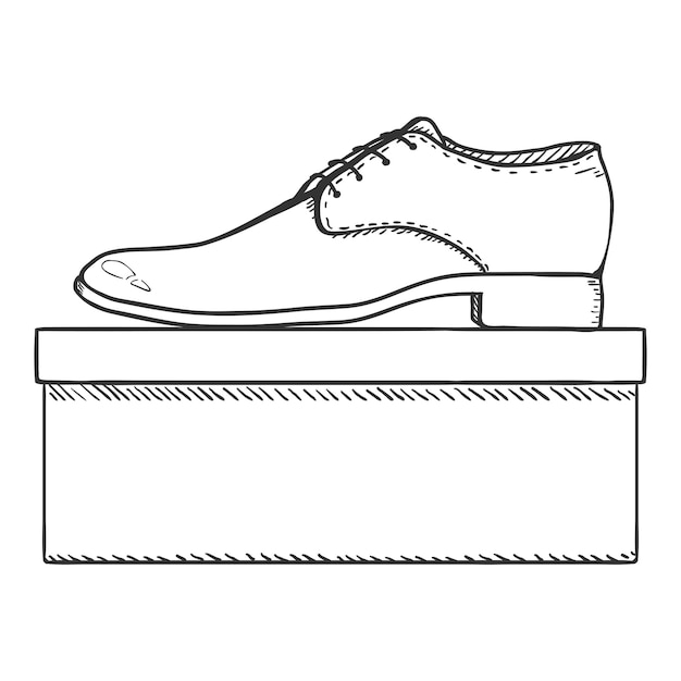 Vector Sketch Herenschoenen met Schoenendoos