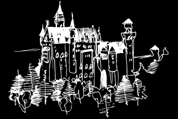 Vector vector sketch of a high medieval castle