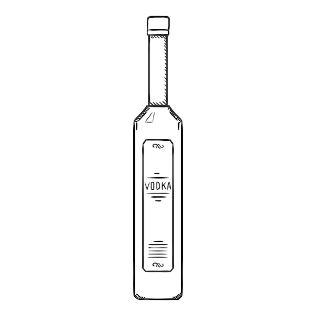 Vettore illustrazione di schizzo di vettore bottiglia di vodka