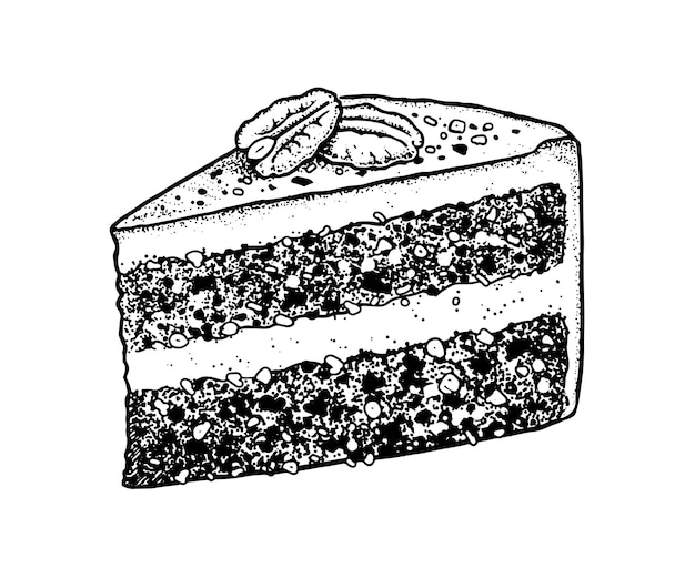 Illustrazione dello schizzo vettoriale del disegno in stile vintage della torta di carote