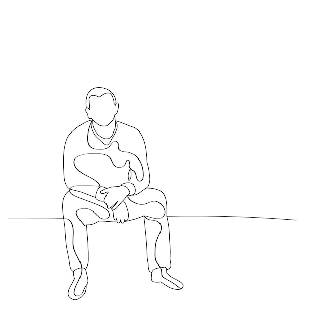 Vector sketch of a man sitting on a white background