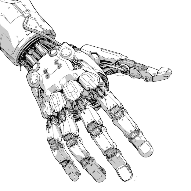 vector sketch of a mechanical arm on a white background Generative AI