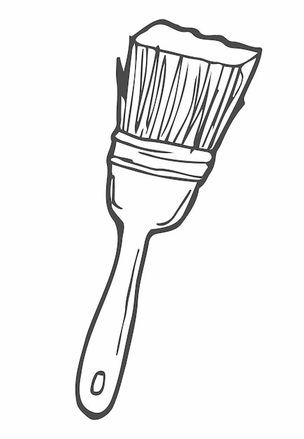 Vector sketch of paint brush in doodle style