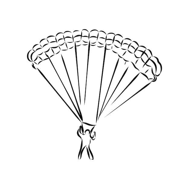 Vector sketch of paragliding flying sportsman on a wing