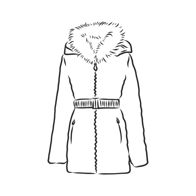 Vector Sketch Parka Jacket. Winter Outerwear. warm jacket, vector sketch illustration