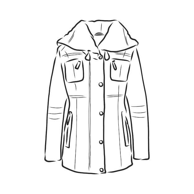 Vector Sketch Parka Jacket. Winter Outerwear. warm jacket, vector sketch illustration