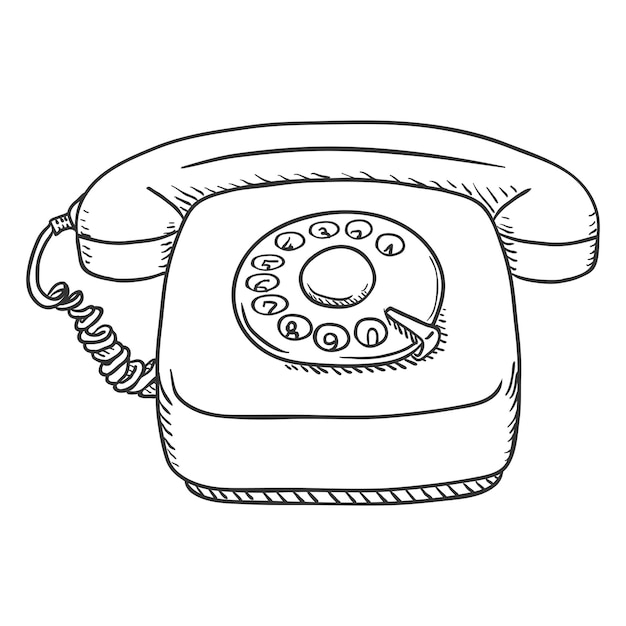 Vector vector sketch rotary retro phone