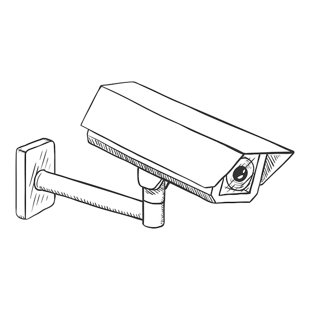 Vector Sketch Security Camera CCTV Illustration