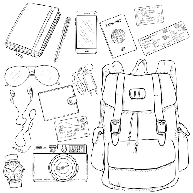 Vector Sketch Travel Set