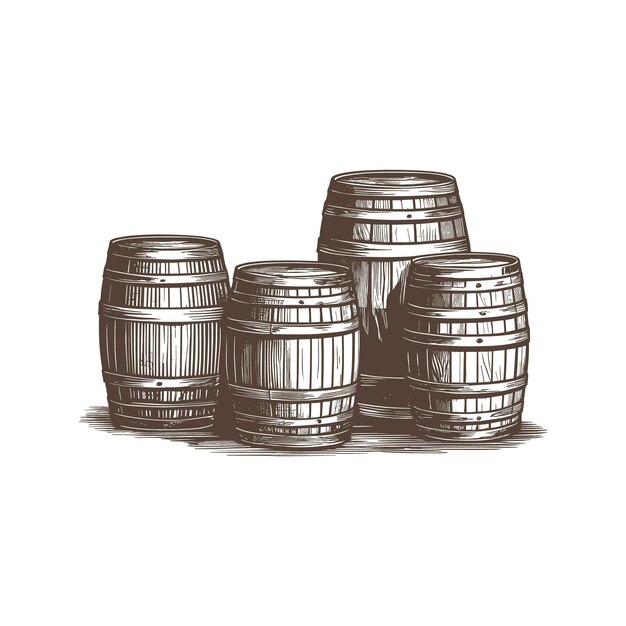 Vector vector sketch of a wooden barrel