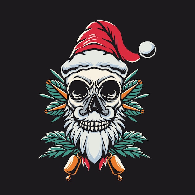 Vector skull christmas retro illustration