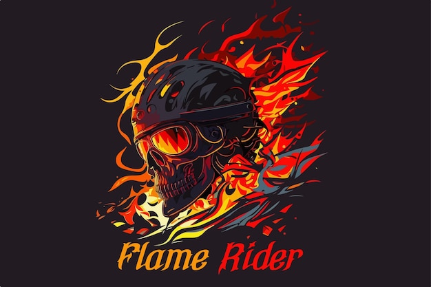 Vector vector skull flame rider art for tshirt