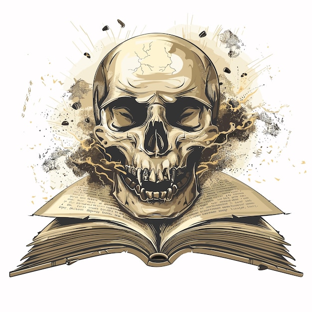 vector skull from an open book Generative AI