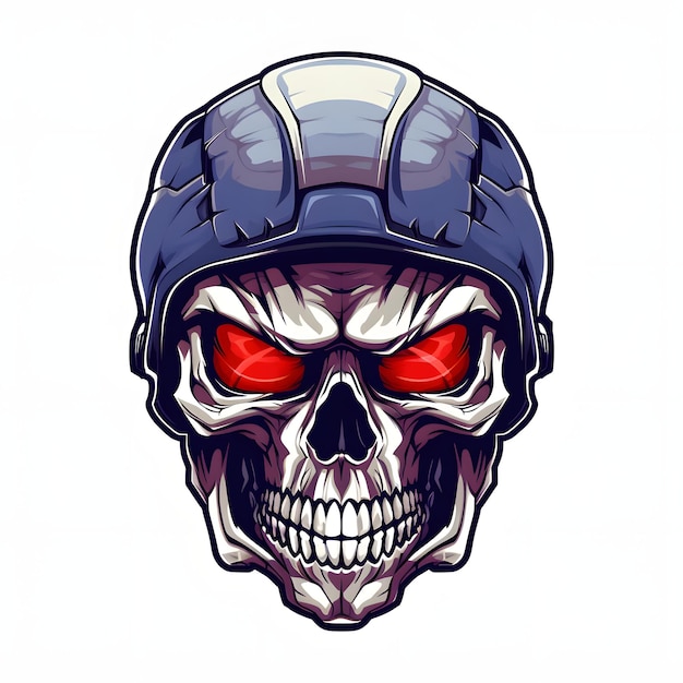 Vector skull in modern military helmet created with generative ai technology