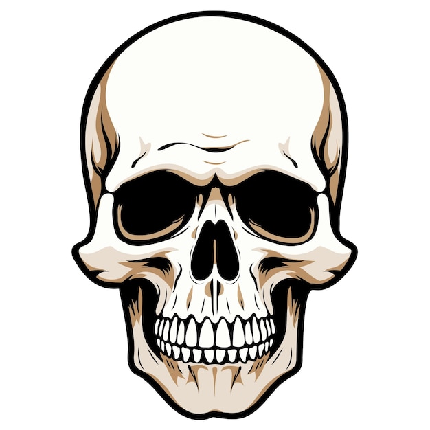 Vector skull with black outline halloween tattoo and stickers