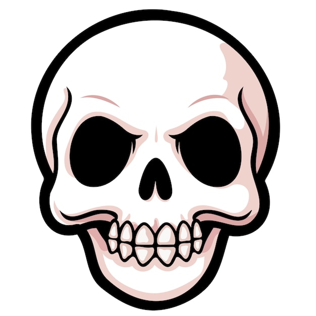 Vector skull with black outline halloween tattoo and stickers