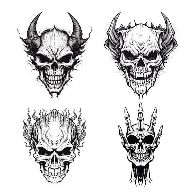 Premium Vector | Vector skulls set isolated on white background