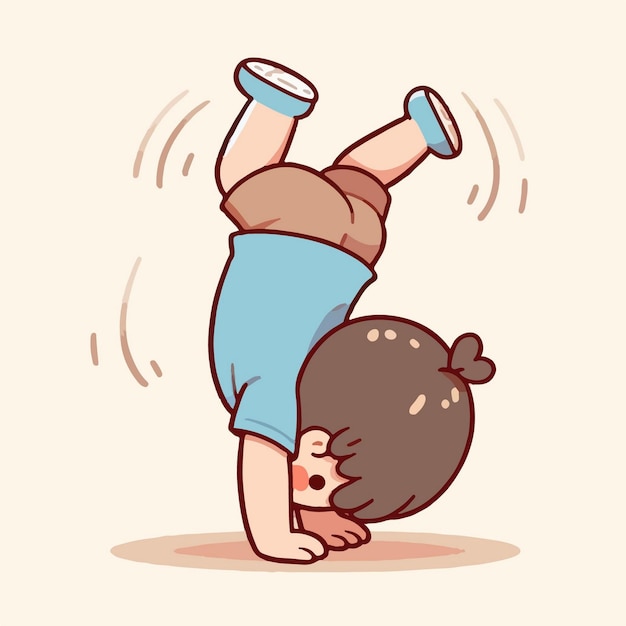 vector of a small child doing somersaults