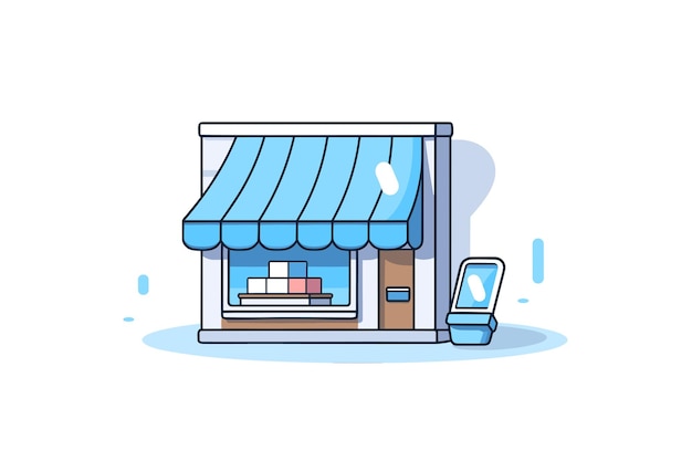 Vector vector of a small store with a toilet in front of i