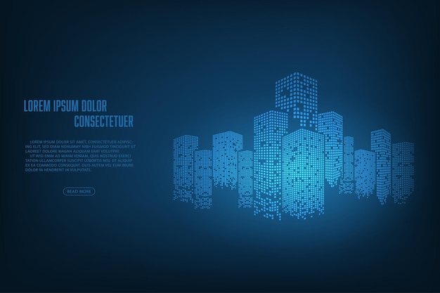 バナーの背景のベクトル スマート ビルディング コンセプト デザイン。