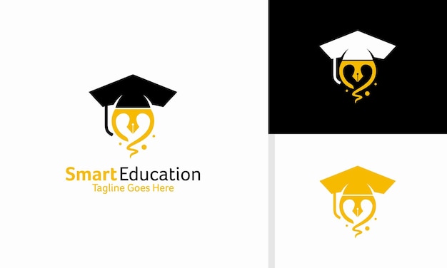 Vector smart education logo design concept academy logo template
