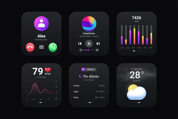 Vector vector smart watch user interface editable template design