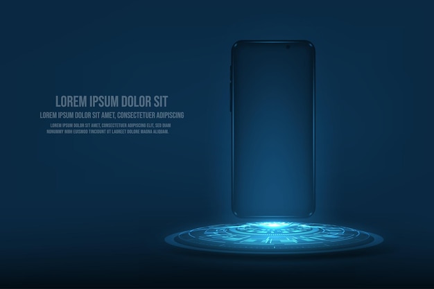 Vector smartphone mockup banner template and futuristic technology concept. Abstract background.