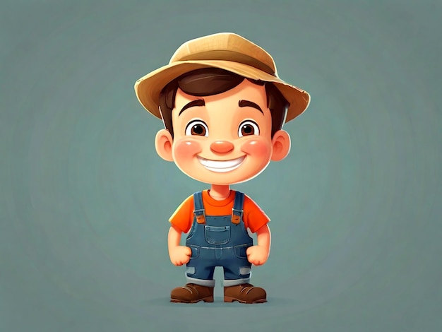 Premium Vector | Vector smiling boy cartoon characters in farmer ...