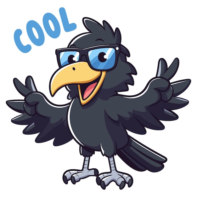 Vector vector smiling happily cool crow cartoon character