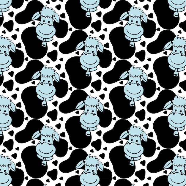 Vector vector smiling standing cow pattern on a spot background with