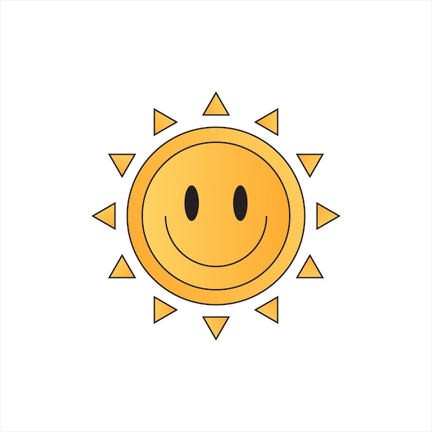 Vector smiling sun isolated on white background