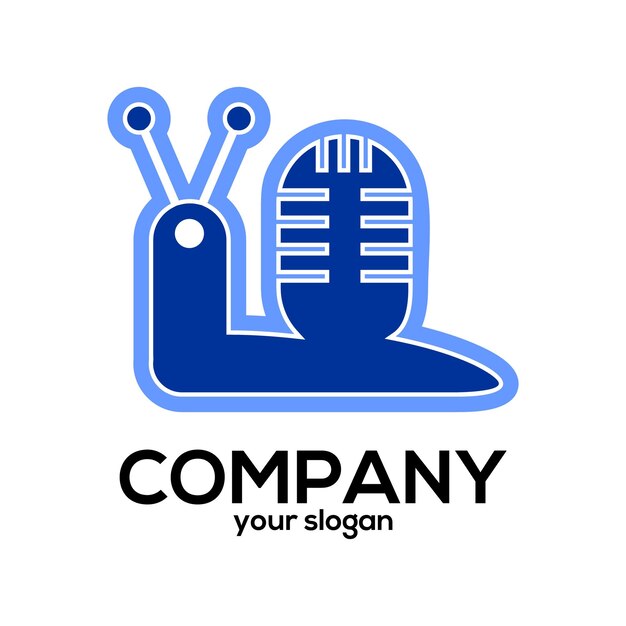 Vector vector snail logo with microphone