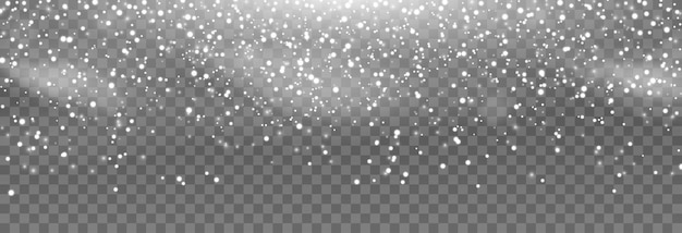 Vector snow Snow on an isolated transparent background Snowfall blizzard winter snowflakes