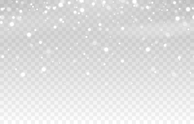 Vector snow Snow on an isolated transparent background Snowfall blizzard winter snowflakes