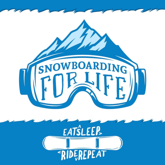 Вектор сноубординг экстремальный логотип значок зимних видов спорта