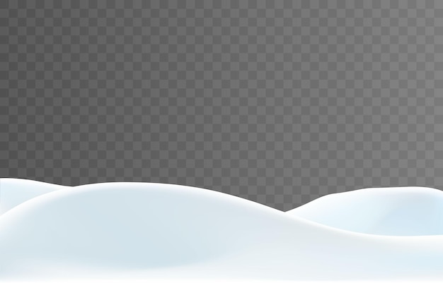 Vector snowdrifts isolated on png background, snow landscape decoration, frozen hills