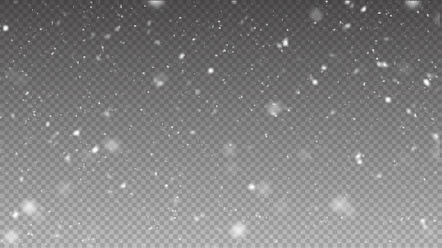 Vector snowfall isolated winter background snow overlay illustration snowflakes and ice