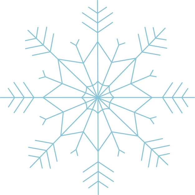 Vector snowflake for Christmas and New Year design. Blue snowflake isolated on a white background.