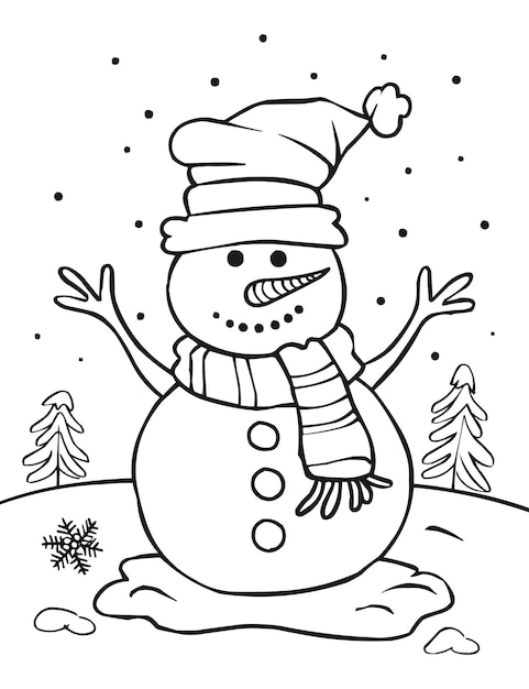 vector snowman coloring page for kids