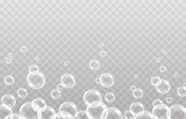 Realistic soap bubbles. Png Bubbles are located on a transparent