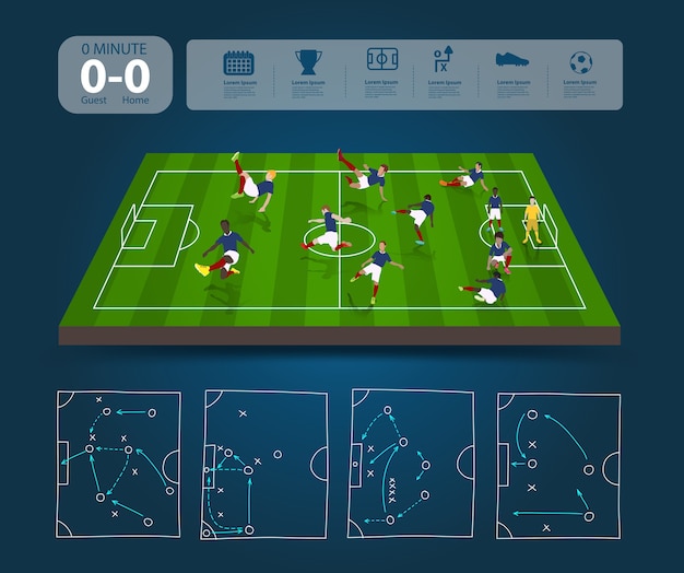 vector soccer players with plan