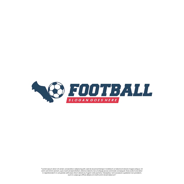 векторные футбольные бутсы пинают мяч дизайн логотипа на изолированном фоне