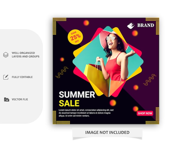 Vector social media bannermalplaatje voor mode zomerverkoop met kortingsaanbieding