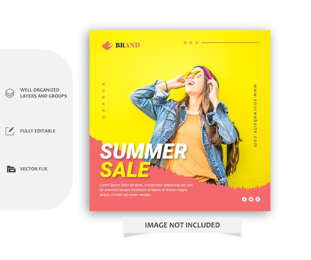 Vector social media bannermalplaatje voor mode zomerverkoop met kortingsaanbieding