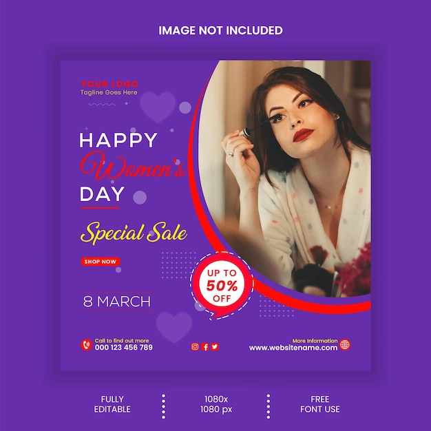 Vector social media feed Instagram special date happy womens day