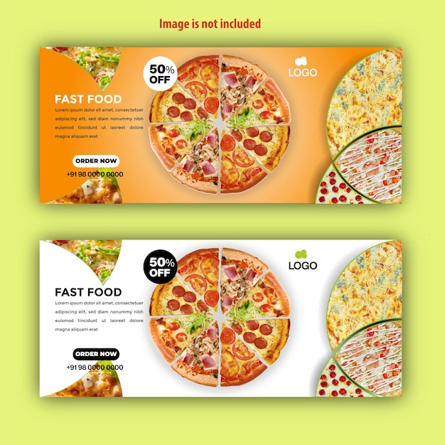 Vector vector social media pizza cover banner design template