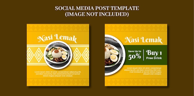 Vector vector social media post template nasi lemak
