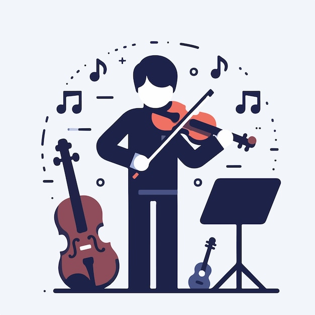 Vector vector of someone playing the violin in flat design style