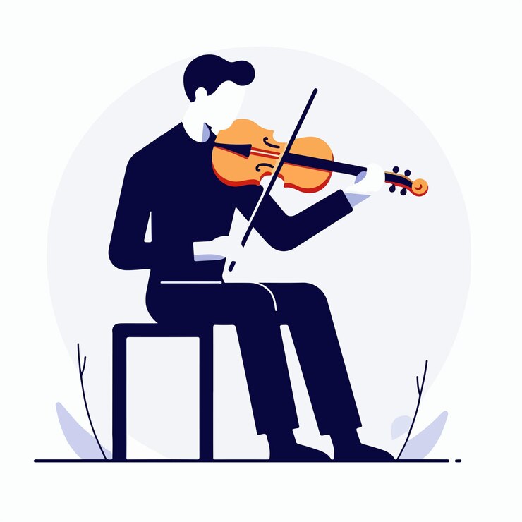 Vector vector of someone playing the violin in flat design style