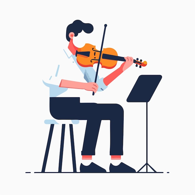 Vector vector of someone playing the violin in flat design style